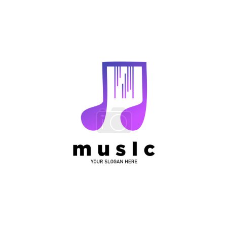 Téléchargez les illustrations : Lettre de musique logo design dégradé coloré - en licence libre de droit