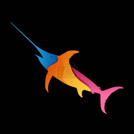 Téléchargez les illustrations : Logo design poisson style dégradé coloré - en licence libre de droit