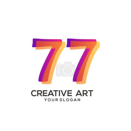 Illustration for 77 number logo gradient design colorful - Royalty Free Image