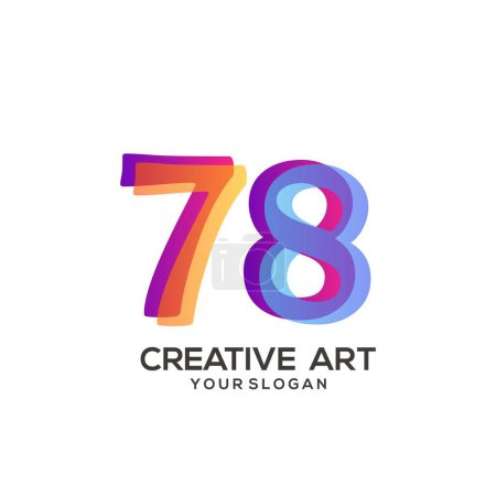 Téléchargez les illustrations : 78 numéro logo dégradé design coloré - en licence libre de droit