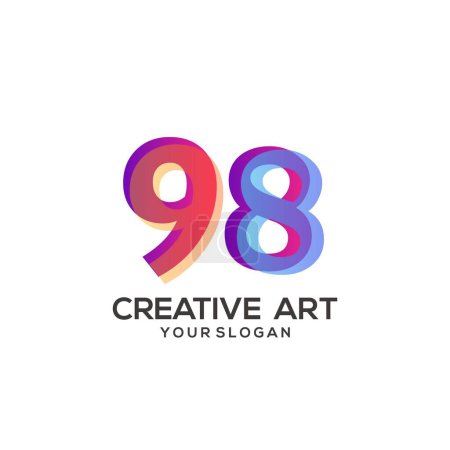 Illustration for 98 number logo gradient design colorful - Royalty Free Image