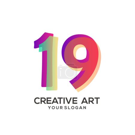 19 number logo gradient design colorful