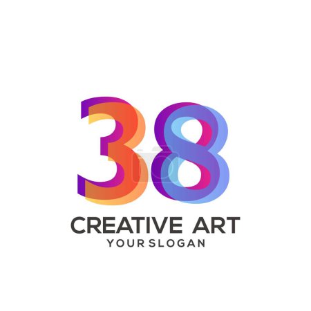 Illustration for 38 number logo gradient design colorful - Royalty Free Image
