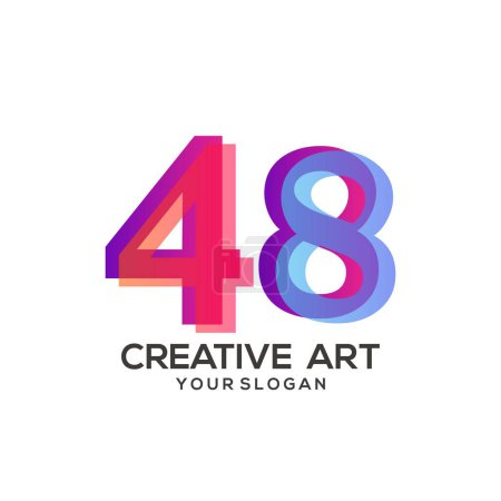 Illustration for 48 number logo gradient design colorful - Royalty Free Image