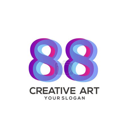 Illustration for 88 number logo gradient design colorful - Royalty Free Image