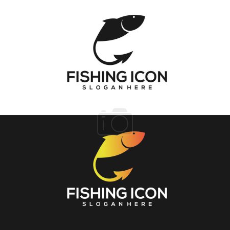 Illustration for Fish vintage logo gradient gold - Royalty Free Image