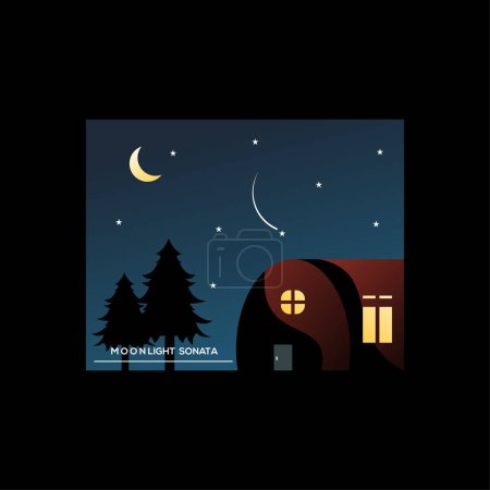Ilustración de Moonlight diseño ilustración plana minimalista - Imagen libre de derechos