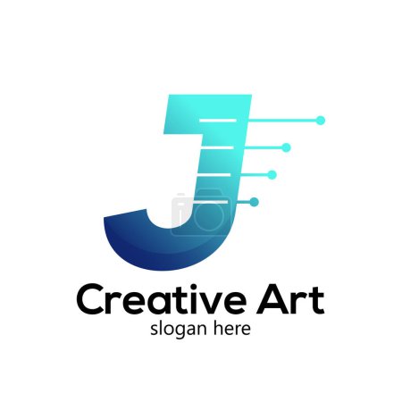 Illustration for J letter logo energy design gradient colorful - Royalty Free Image