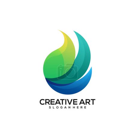 Téléchargez les illustrations : Logo feuille dégradé design coloré - en licence libre de droit