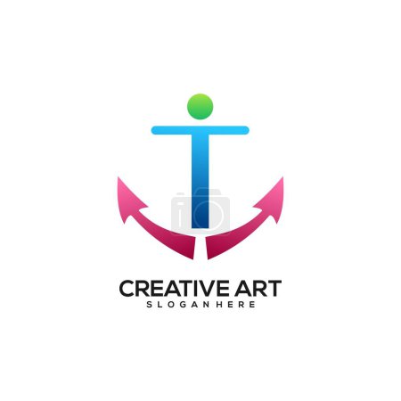 Illustration for Anchor logo gradient colorful design - Royalty Free Image