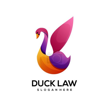 Téléchargez les illustrations : Logo canard design dégradé coloré simple - en licence libre de droit