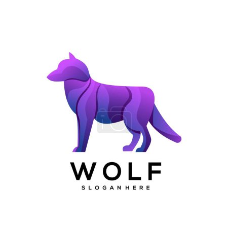 Téléchargez les illustrations : Logo Wolf design dégradé coloré simple - en licence libre de droit