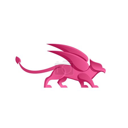 Ilustración de Diseño de degradado colorido del logotipo del león simple - Imagen libre de derechos