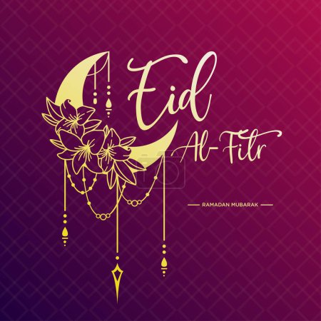 Ilustración de Diseño Eid Mubarak con fondo circular decorativo - Imagen libre de derechos