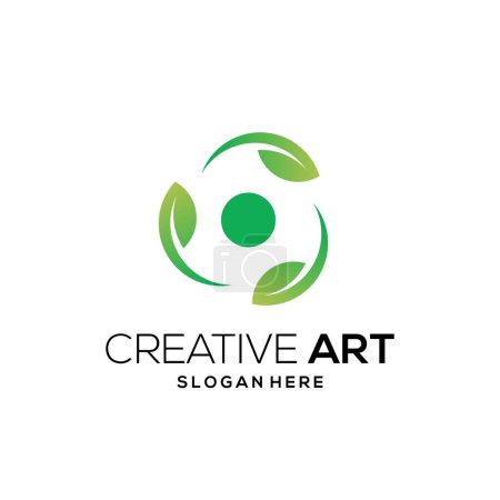 Ilustración de Gradiente moderno colorido del logotipo de la hoja verde - Imagen libre de derechos