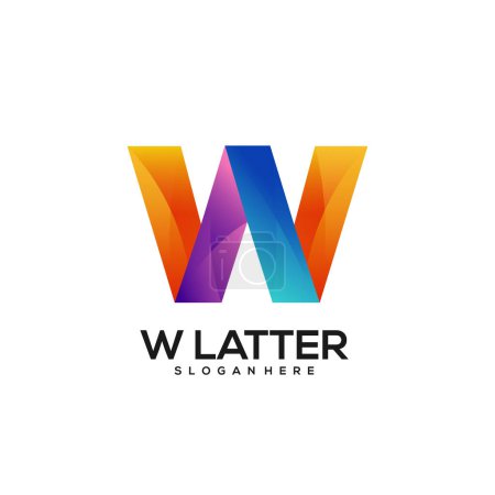 Ilustración de W Latter logo degradado colorido - Imagen libre de derechos
