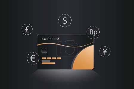 Illustration for A credit card with a foreign currency on it - Royalty Free Image