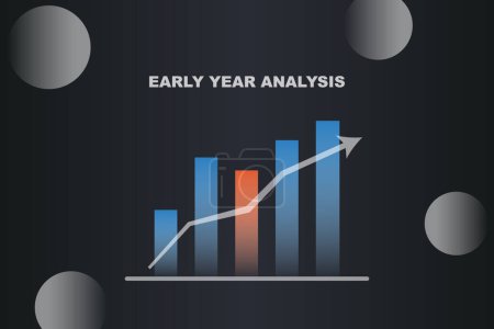 Ilustración de Un gráfico con un punto rojo en él y las palabras Early Year Analysis - Imagen libre de derechos