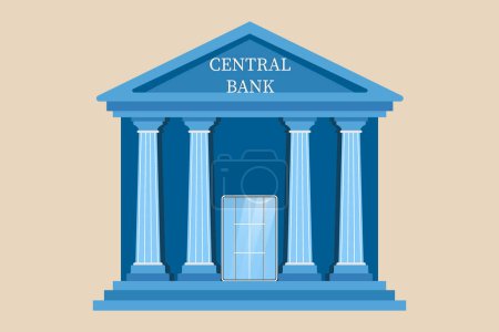 Téléchargez les illustrations : Un bâtiment bleu avec le mot Banque Centrale dessus - en licence libre de droit