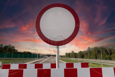 Photo for No entry sign on a highway under construction - Royalty Free Image