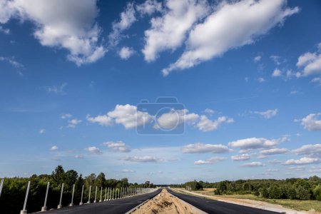 Photo for Highway construction. construction work using heavy equipment. Highways - Royalty Free Image