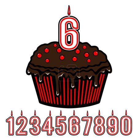 sweet chocolate coloured cup cakes with wax numbers vector, cup cake manis warna coklat dengan lilin angka vector
