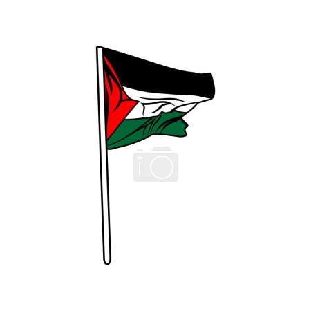palestinian flag flies atop a pole