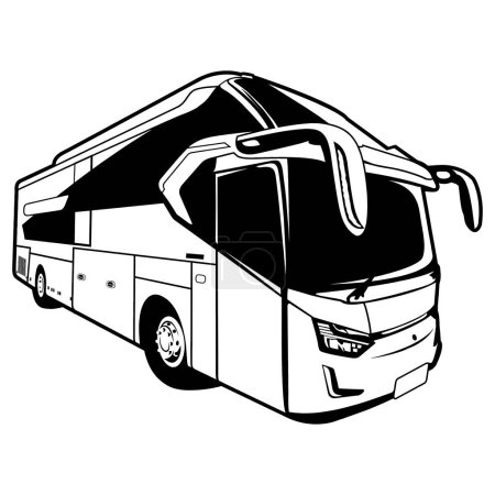 Illustration for Bus black and white front side view line art vector for kids coloring - Royalty Free Image