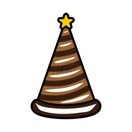 hat birthday icon, chocolate birthday hat with cute stars vector illustration