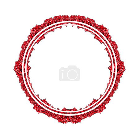 fresh circular red rose flowers background, circle frame roses vector