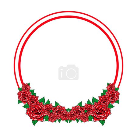 roses grow in the frame of the circle vector illustration