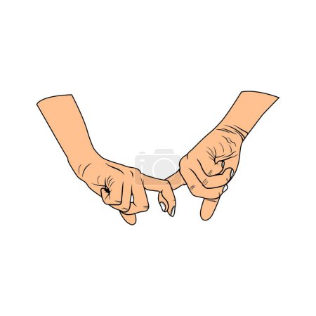 the index finger of the partners hand is interlocked vector illustration