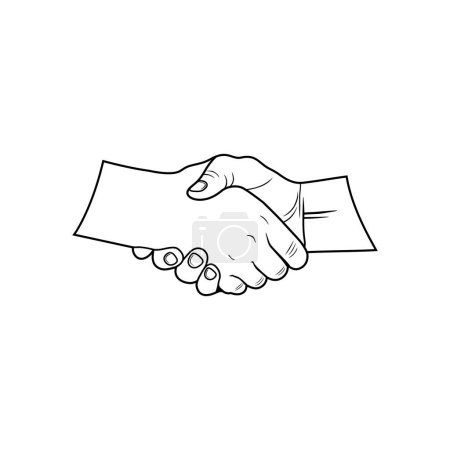 two hands shaking hands in black and white vector illustration, haking hands is disgusting vector, bersalaman vektor