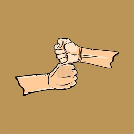 friendly clenched fist handshake friend two-handed greeting vector illustration