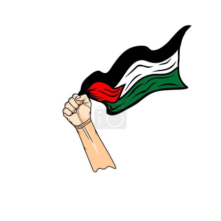 mano derecha levantando la ilustración del vector de la bandera palestina
