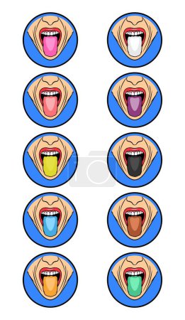 health conditions from tongue color vector illustration
