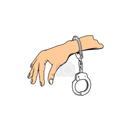 handcuffed right hand vector illustration