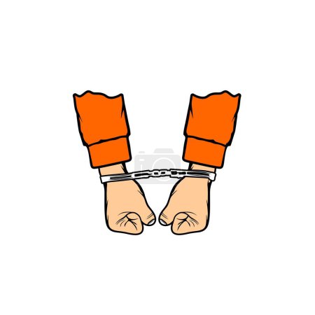 both handcuffed hands facing front vector illustration