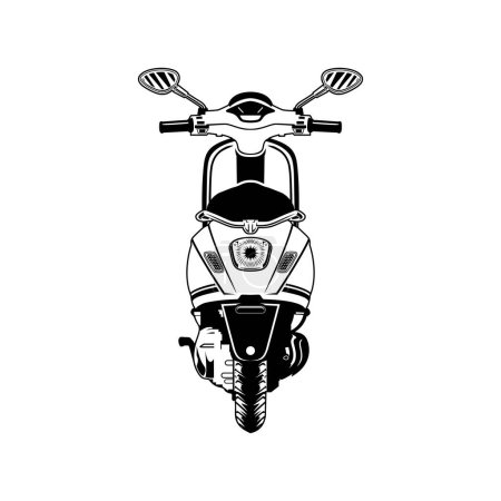 Illustration for White vespa automatic rear view black and white vector illustration - Royalty Free Image