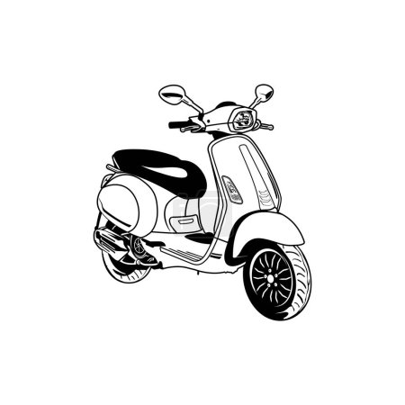 automatic gray vespa front side black and white view vector illustration