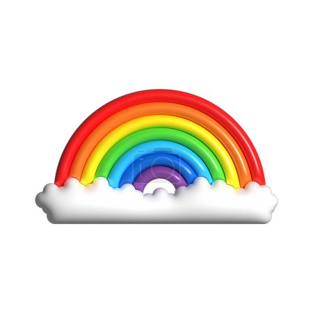 3d colorful rainbow with clouds and star