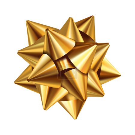 Ilustración de Vector arco de oro diseño realista. arco de regalo decorativo aislado - Imagen libre de derechos