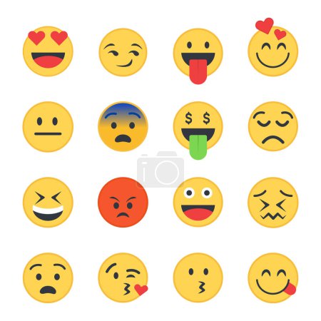 Foto de Conjunto de emoji mixto vectorial sobre fondo blanco - Imagen libre de derechos