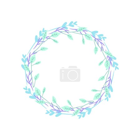 Téléchargez les photos : Couronne florale dessinée à la main vectorielle sur fond blanc - en image libre de droit