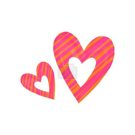 Ilustración de Acuarela dibujada a mano vectorial con elementos de diseño de corazones para el día de San Valentín - Imagen libre de derechos