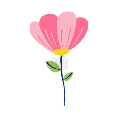 Ilustración de Flor de primavera vectorial en diseño plano sobre blanco - Imagen libre de derechos
