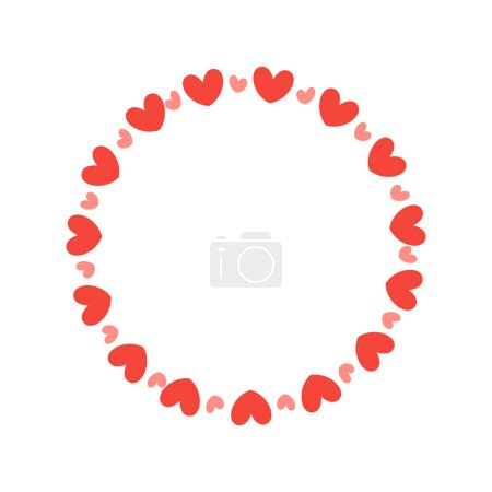 Illustration for Vector hand drawn hearts border and frame design - Royalty Free Image