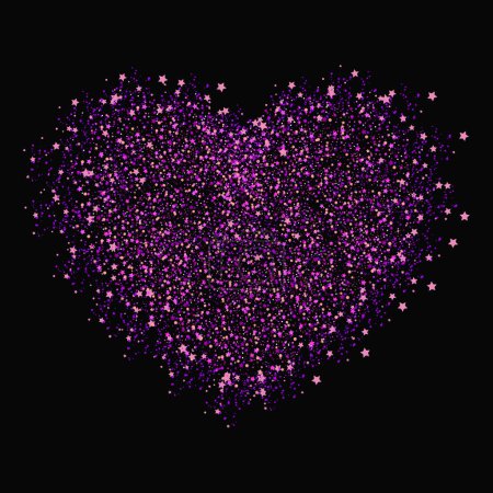 Vector purple glitter heart on dark background