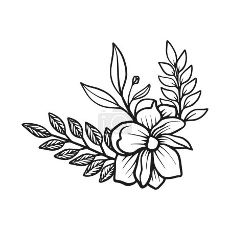Vector dibujado a mano diseño plano simple contorno de flores