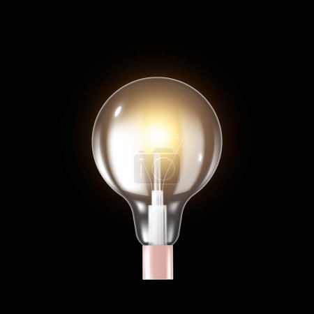Vector realistic light bulb with electricity